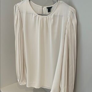 Ann Taylor Cream Blouse with Pleated Sleeves